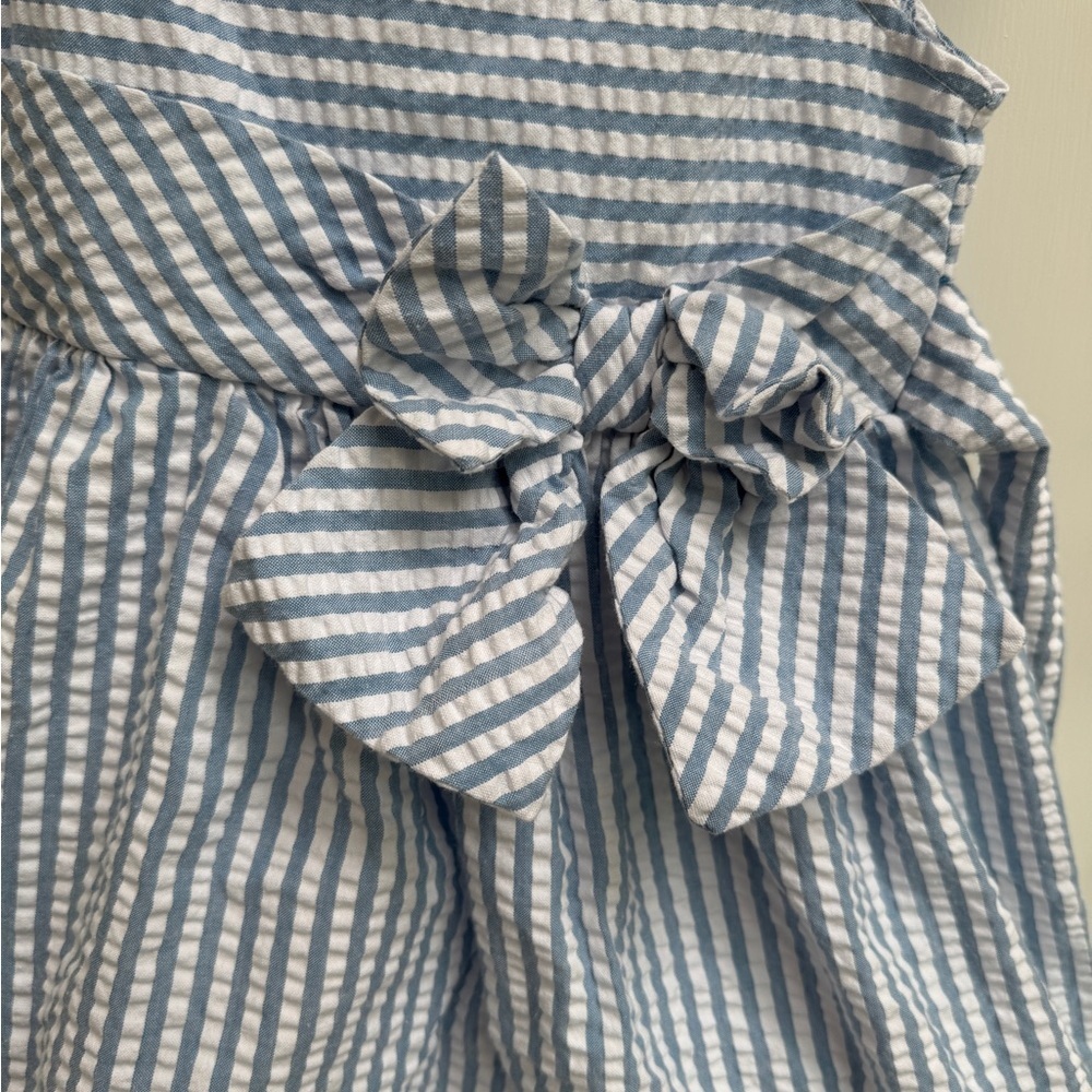 Bonnie Jean Girls Size 4 Blue & White Striped Flutter Sleeve Short Sleeve Dress - Picture 4 of 6